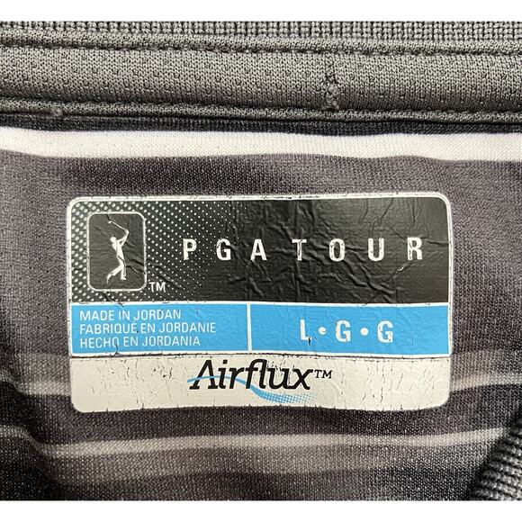 PGA Tour Air flux Striped Polo Shirt Men’s Size L - Picture 4 of 5